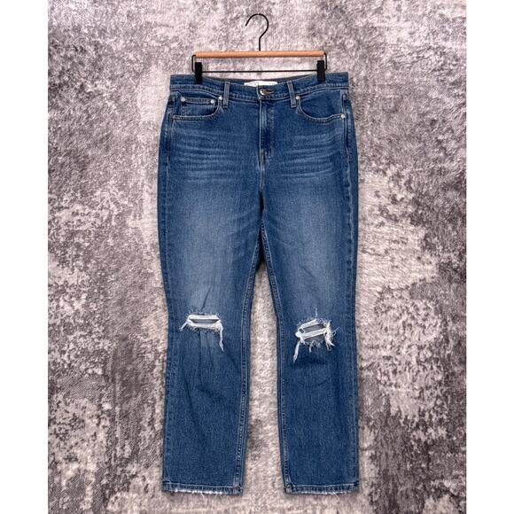 AYR Jeans 32 Womens The Yes Yes Yes Straight Leg Ripped Knee Denim - Picture 1 of 8